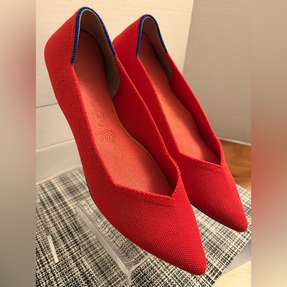 Rothy’s The Point Flats Red Knit Sustainable Recycled Shoes Women’s 10.5
